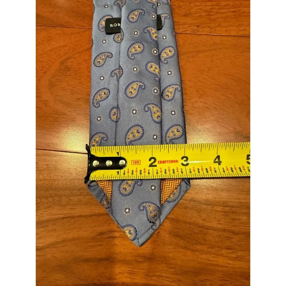 Robert Talbott Paisley Silk Tie Blue w/Orange‎ Made in USA 61